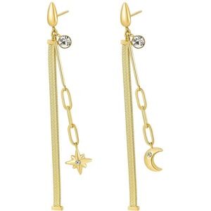 Brosway stainless steel gold dangling earrings‎ chant collection one size new
